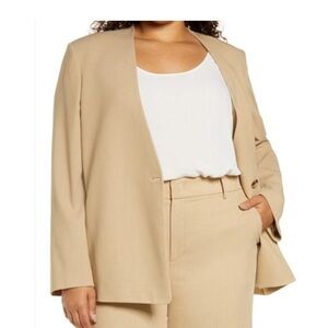 Vince Collarless Blazer in Straw Color